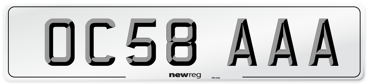 OC58 AAA Number Plate from New Reg